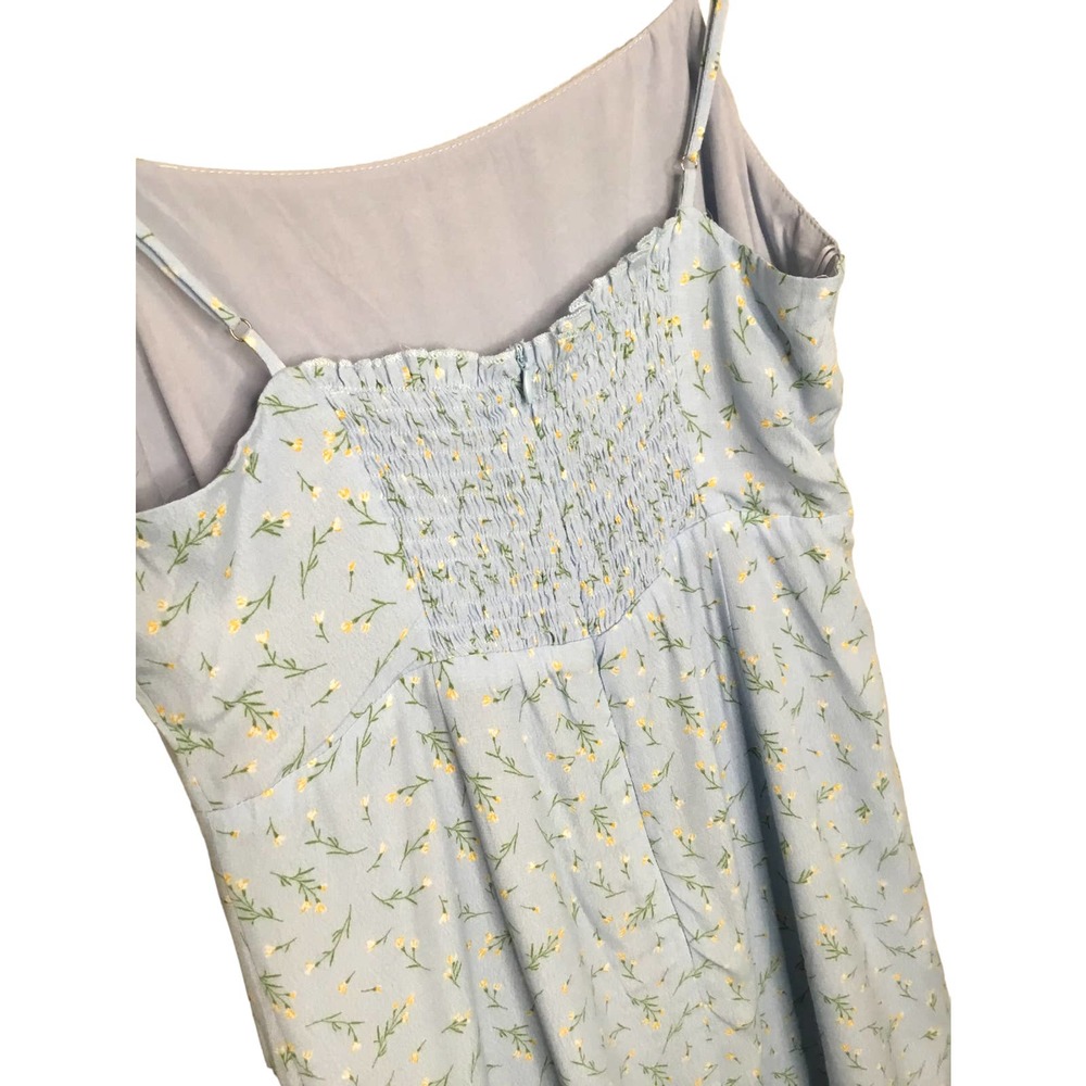 New Sophie Rue Floral Spaghetti Strap Smocked Lined Mini Dress Blue M - Picture 8 of 11